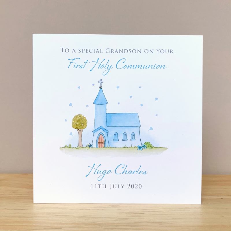 Personalised First Holy Communion Card - Boys Communion Card
