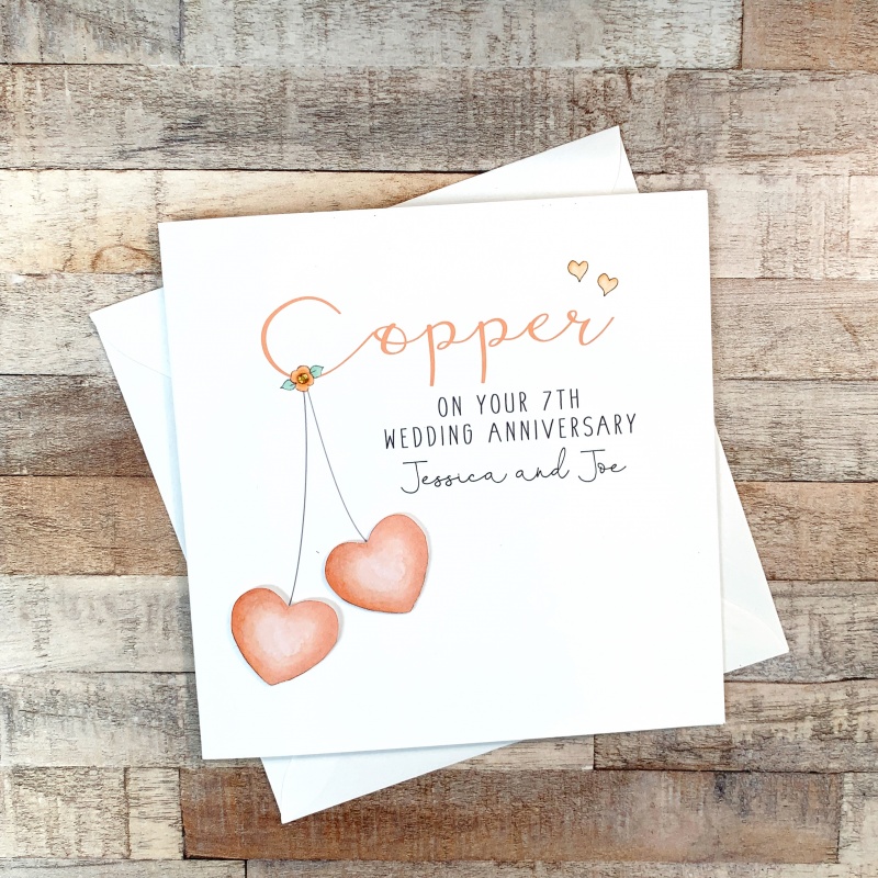 Personalised Copper Wedding Anniversary Card - 7th Anniversary Card