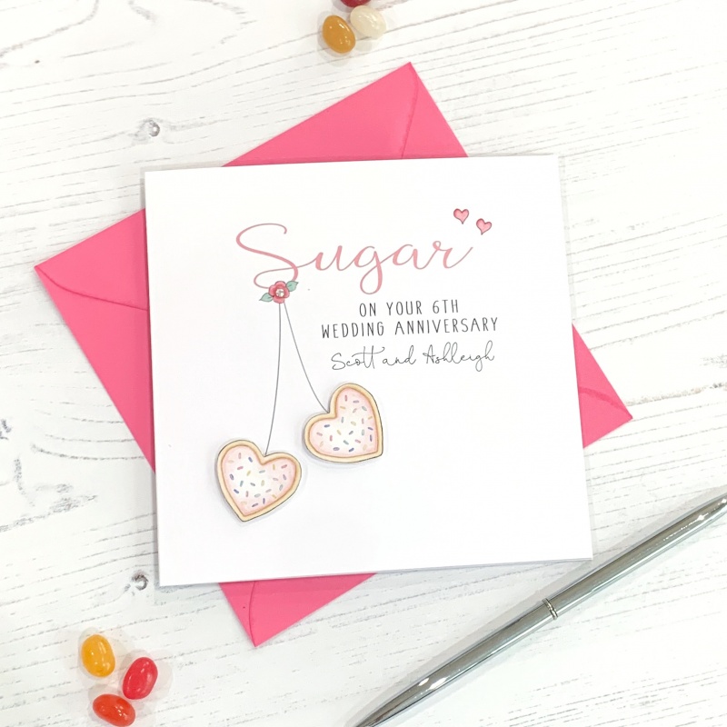 Personalised 6th Wedding Anniversary Card  Sugar Anniversary Card