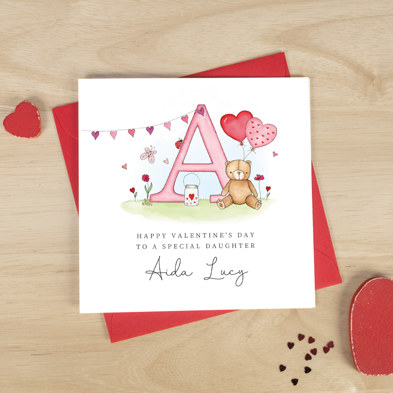 Personalised Valentine's Day Card For a Girl - Alphabet letter