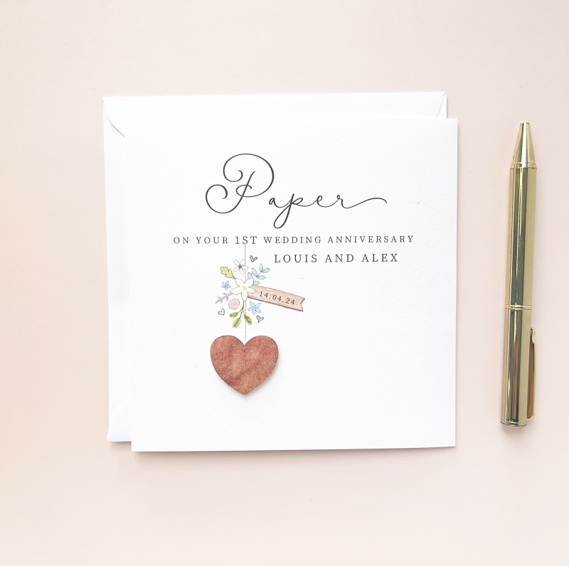 Personalised 1st Wedding Anniversary Card - Paper Anniversary Card