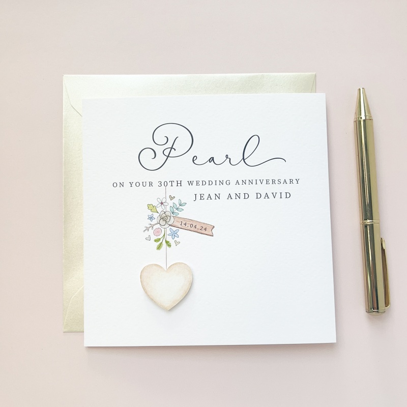 Personalised 30th Wedding Anniversary Card - Pearl Anniversary Card