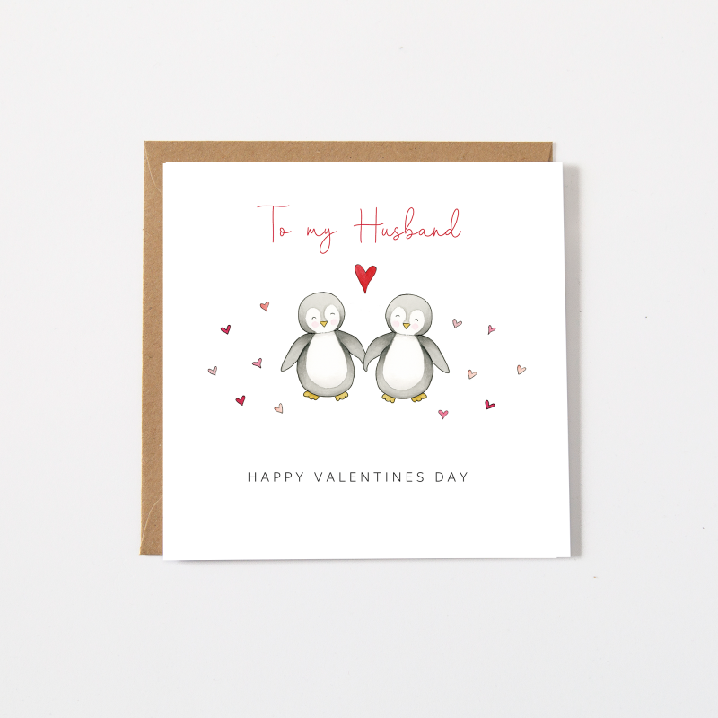 Personalised Penguin Valentine's Day Card