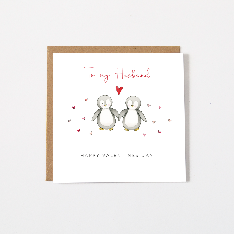 Personalised Penguin Valentine's Day Card For Husband, Boyfriend ...