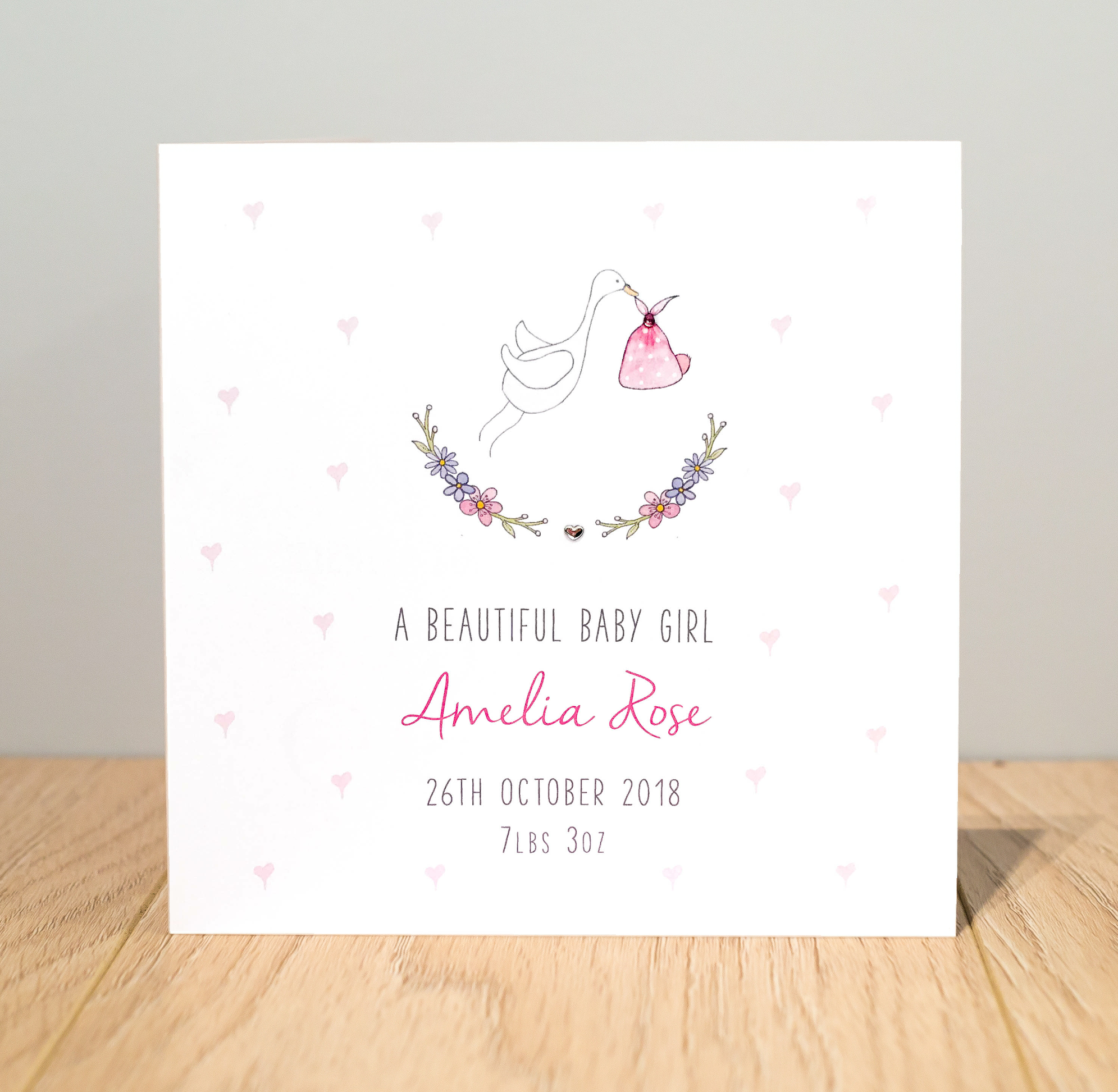 Personalised Baby Girl Card