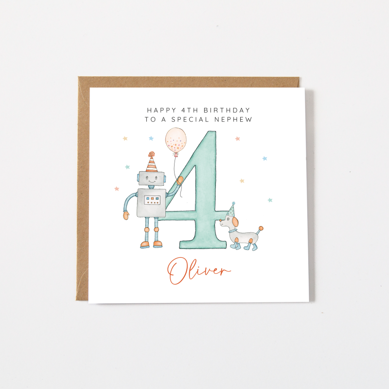 Personalised Boys Birthday Card - Robot