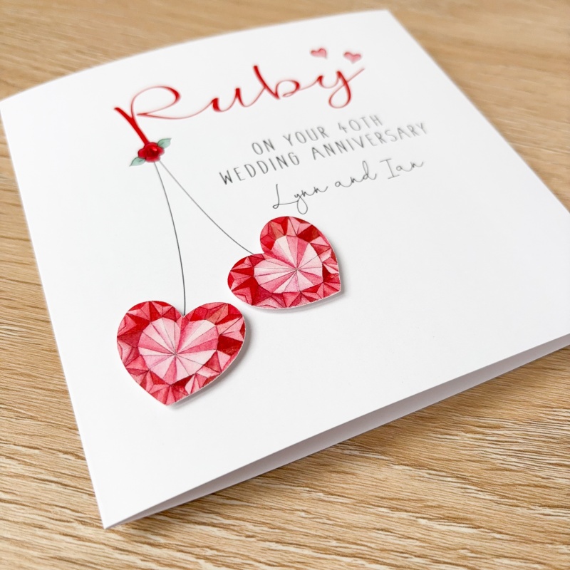 Handmade Personalised Ruby Wedding Anniversary Card Personalised 40th ...