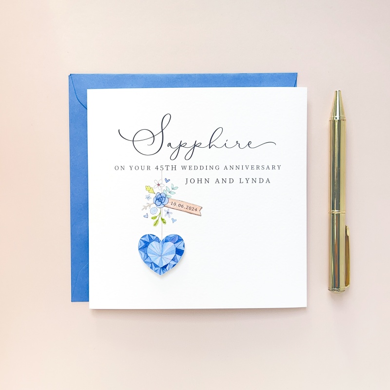Personalised 45th Wedding Anniversary Card - Sapphire Anniversary Card