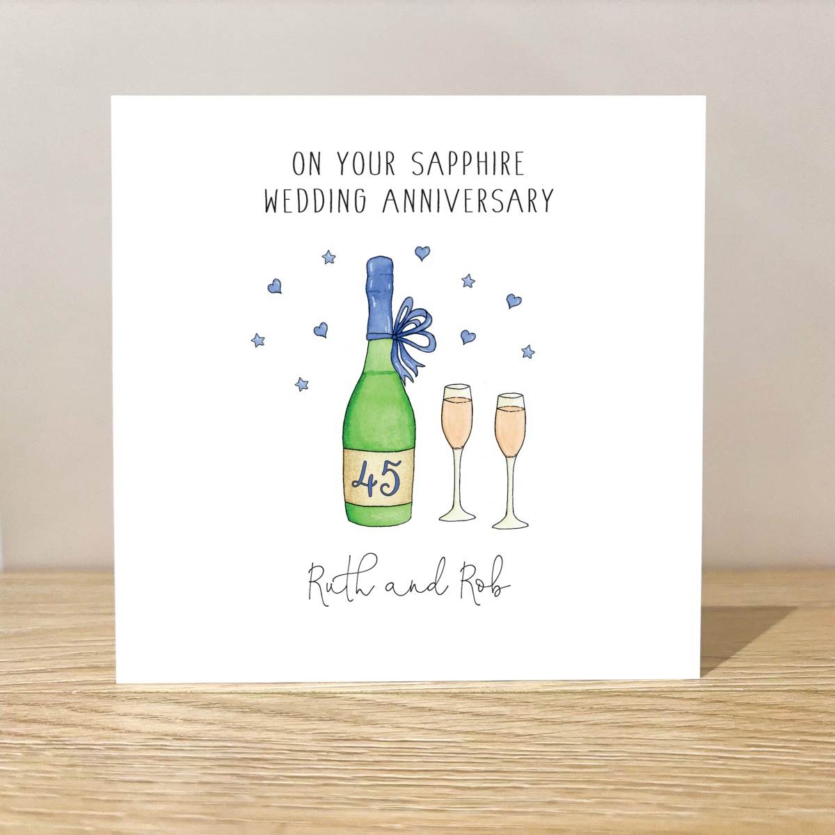 Handmade Personalised Sapphire Wedding Anniversary Card 45th or 65th ...