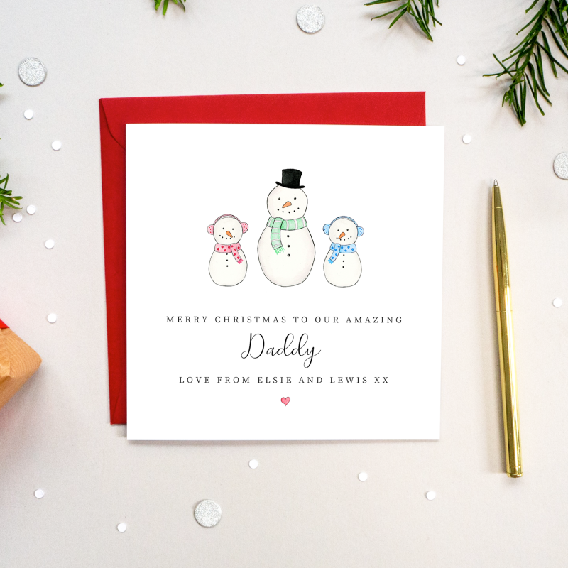 Personalised Snowman Daddy Christmas card - Christmas Card for Daddy