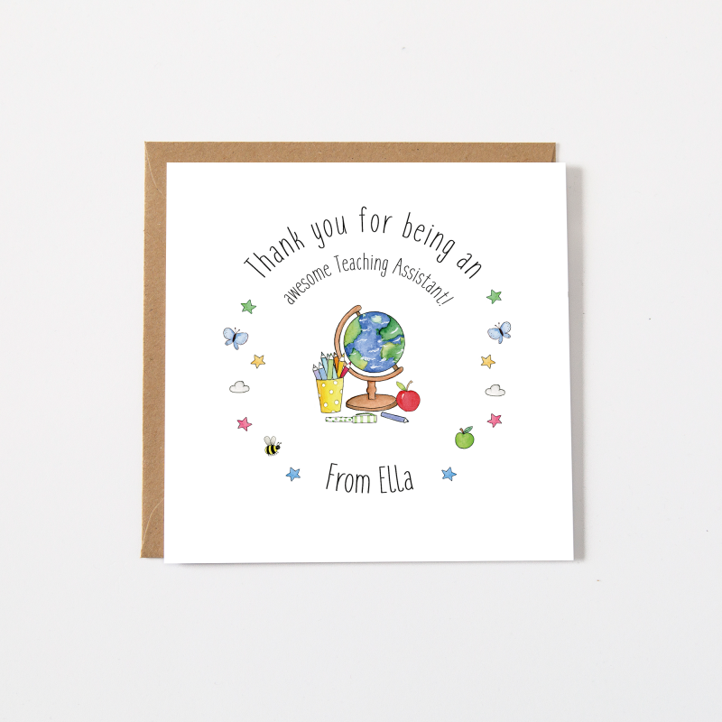 Personalised Teacher Thank You Card Teacher, Teaching Assistant