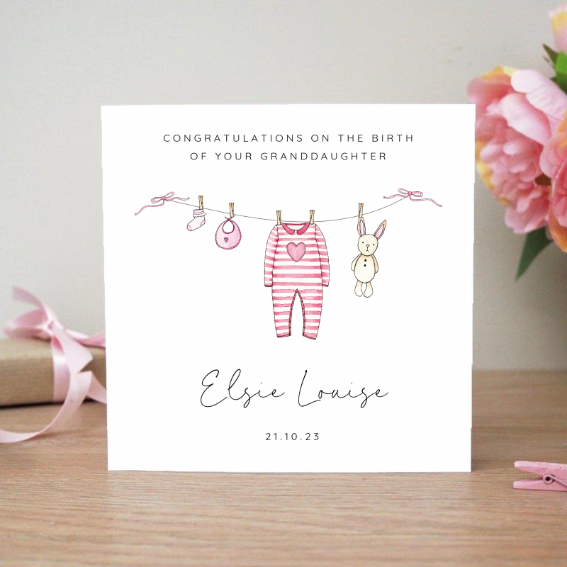 Personalised New Baby Granddaughter Card