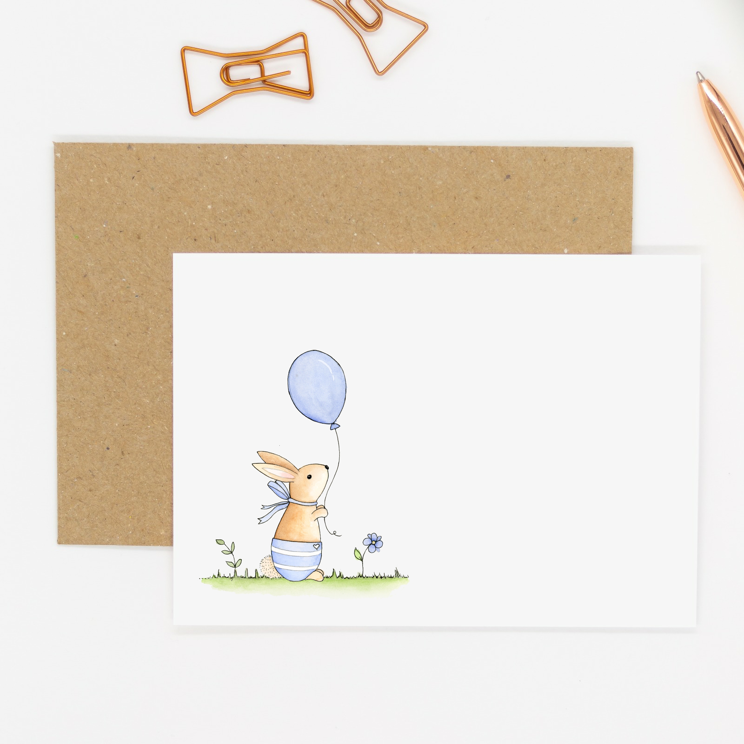 Personalised Bunny Notecards - Personalised Baby Notecards - Baby Boy Notecards