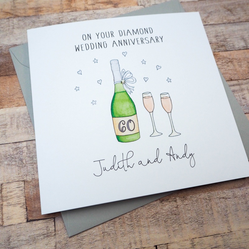 Handmade Personalised Diamond Wedding Anniversary Card - Just For Cards ...