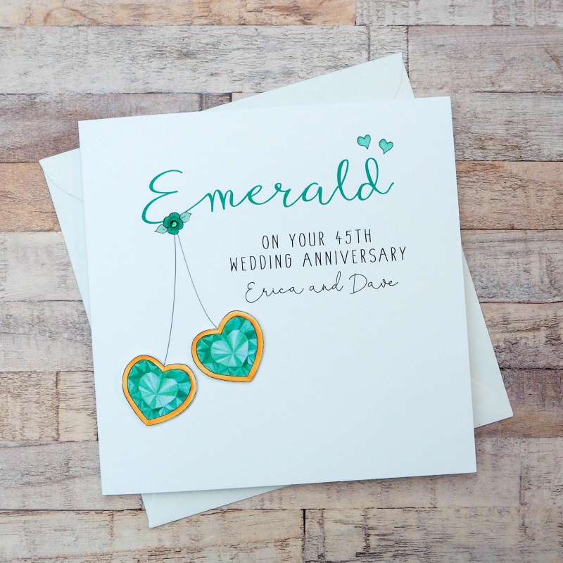 Handmade Personalised Emerald Wedding Anniversary Card  55th Anniversary Cards