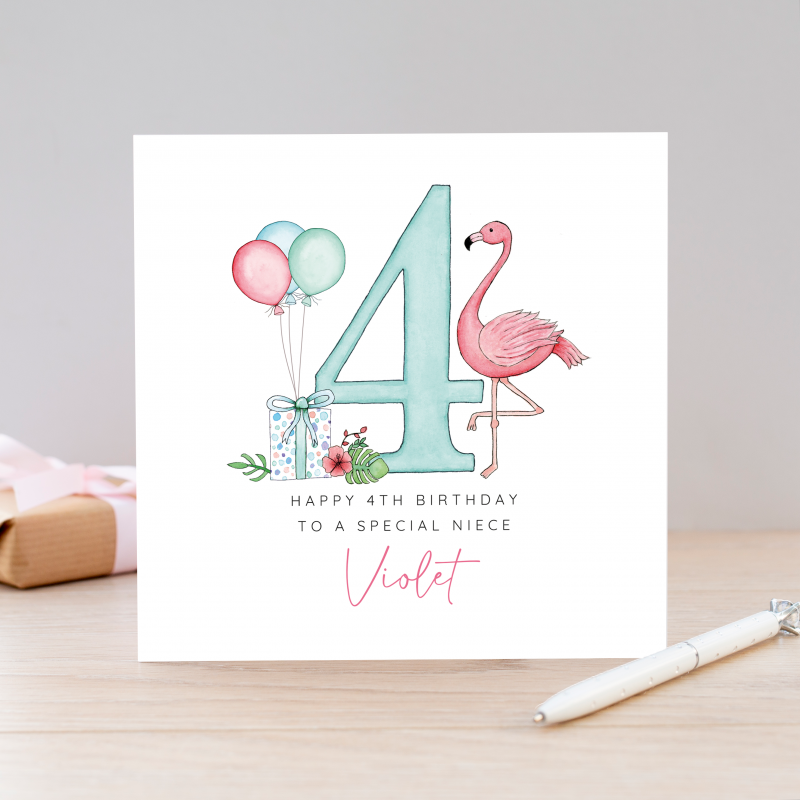 Girls Flamingo Birthday Card - 1st, 2nd, 3rd, 4th, 5th, 6th, 7th, 8th, 9th