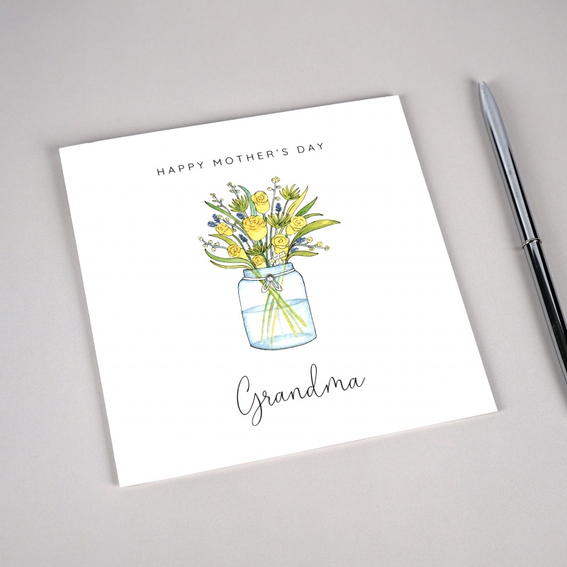 Personalised Mother's Day card - Glass Jar with flowers