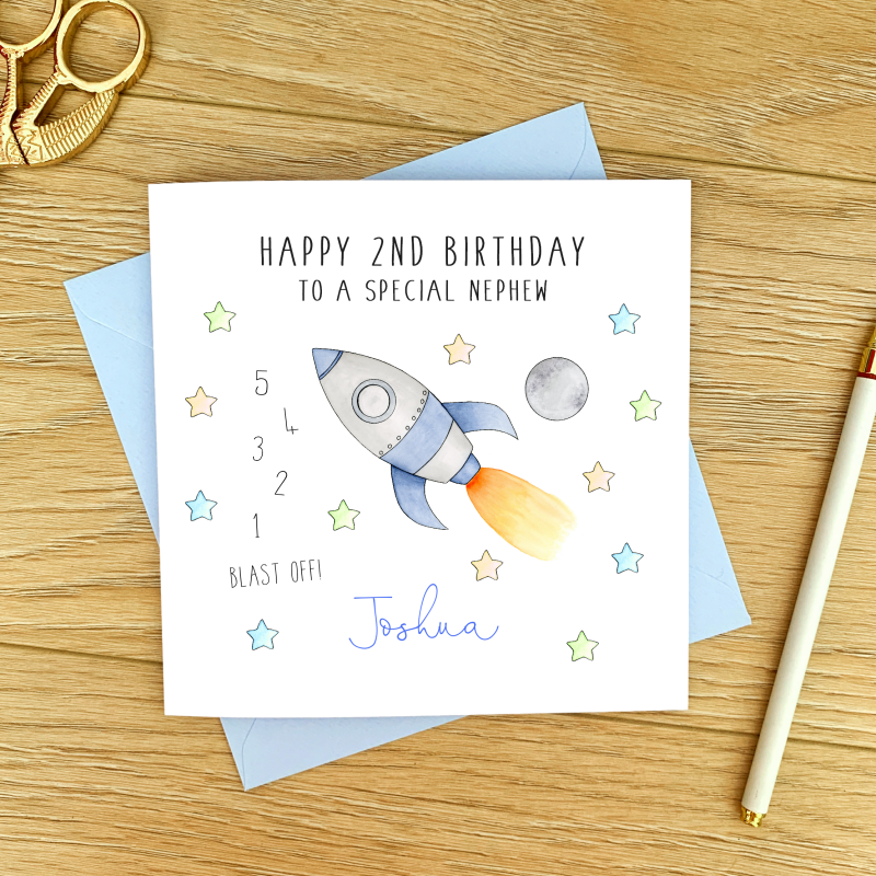 Personalised Boys Birthday Card  Rocket Birthday Card