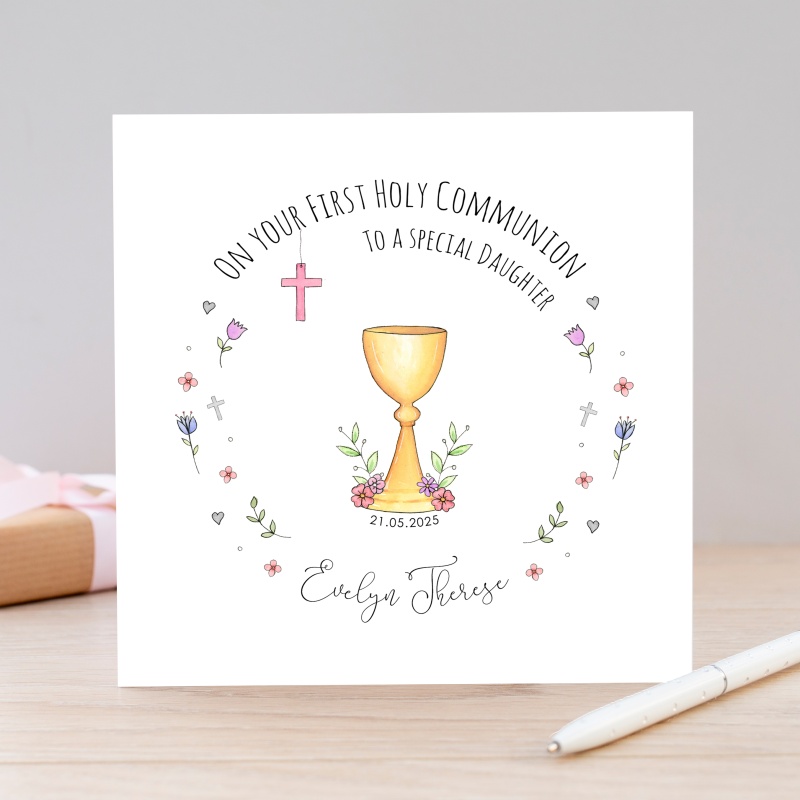 Personalised First Holy Communion Card - Girls Communion Card - Just ...