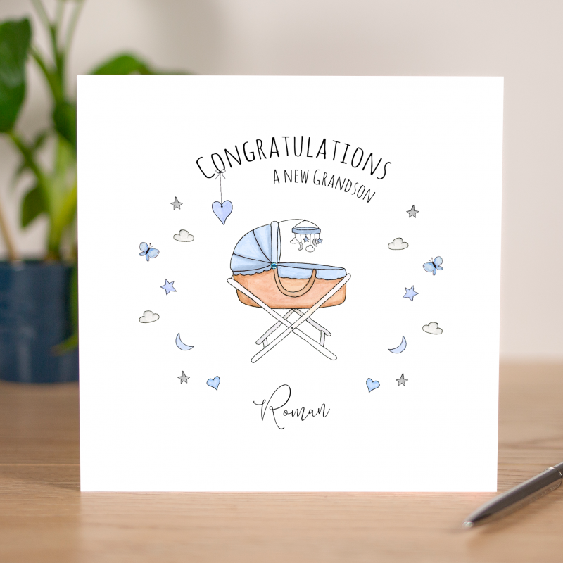 Personalised New Grandparents Card - New Baby Grandson Card
