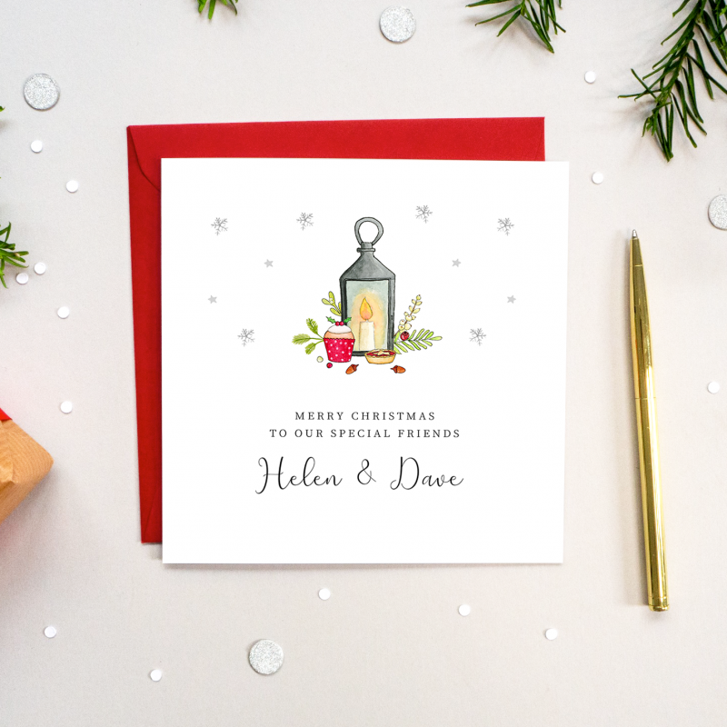 Personalised Christmas Card - Candle and Lantern