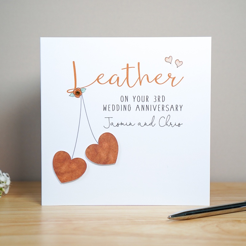 Leather Anniversary Card - 3rd Wedding Anniversary Card