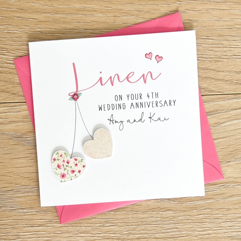 Personalised Linen Wedding Anniversary Card - 4th Anniversary Cards