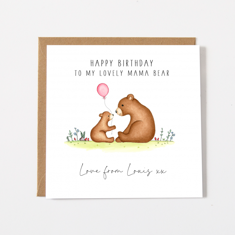 Personalised Mama Bear Birthday Card - Mum, Mummy