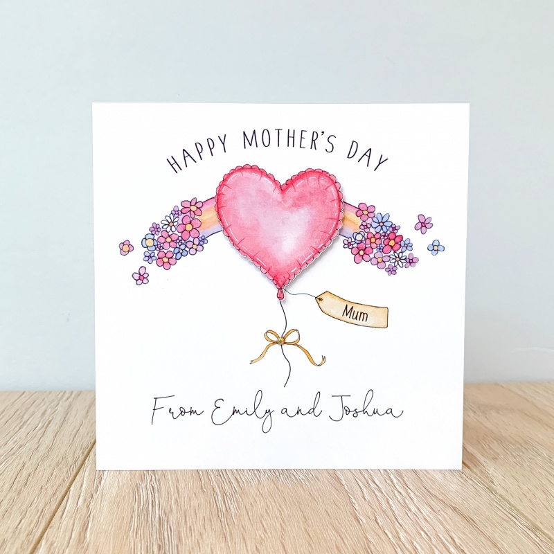 Personalised Mother's Day Card - Heart Balloon