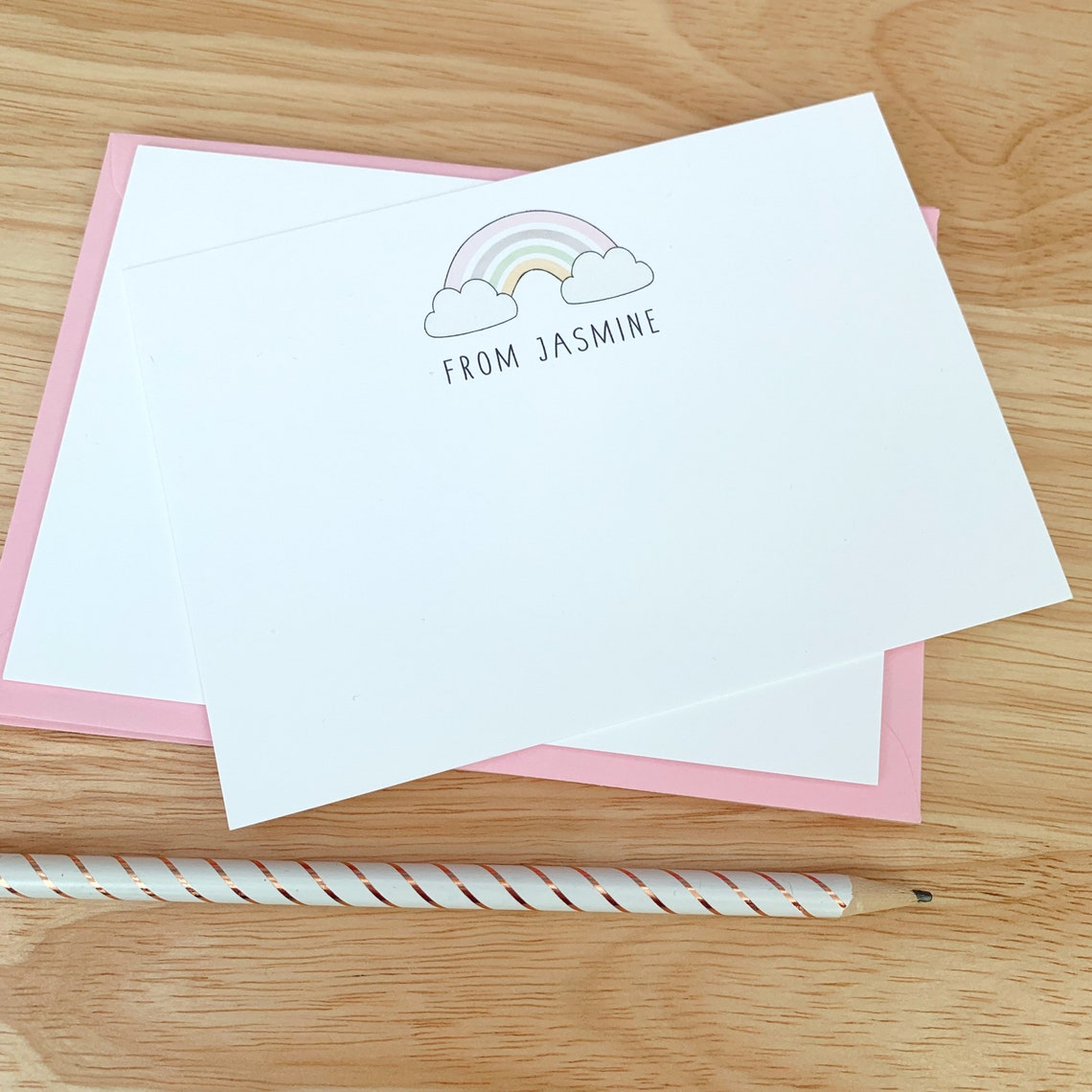 Rainbow Notecards - Pink, Girl Note Card Set - Just For Cards Greetings ...