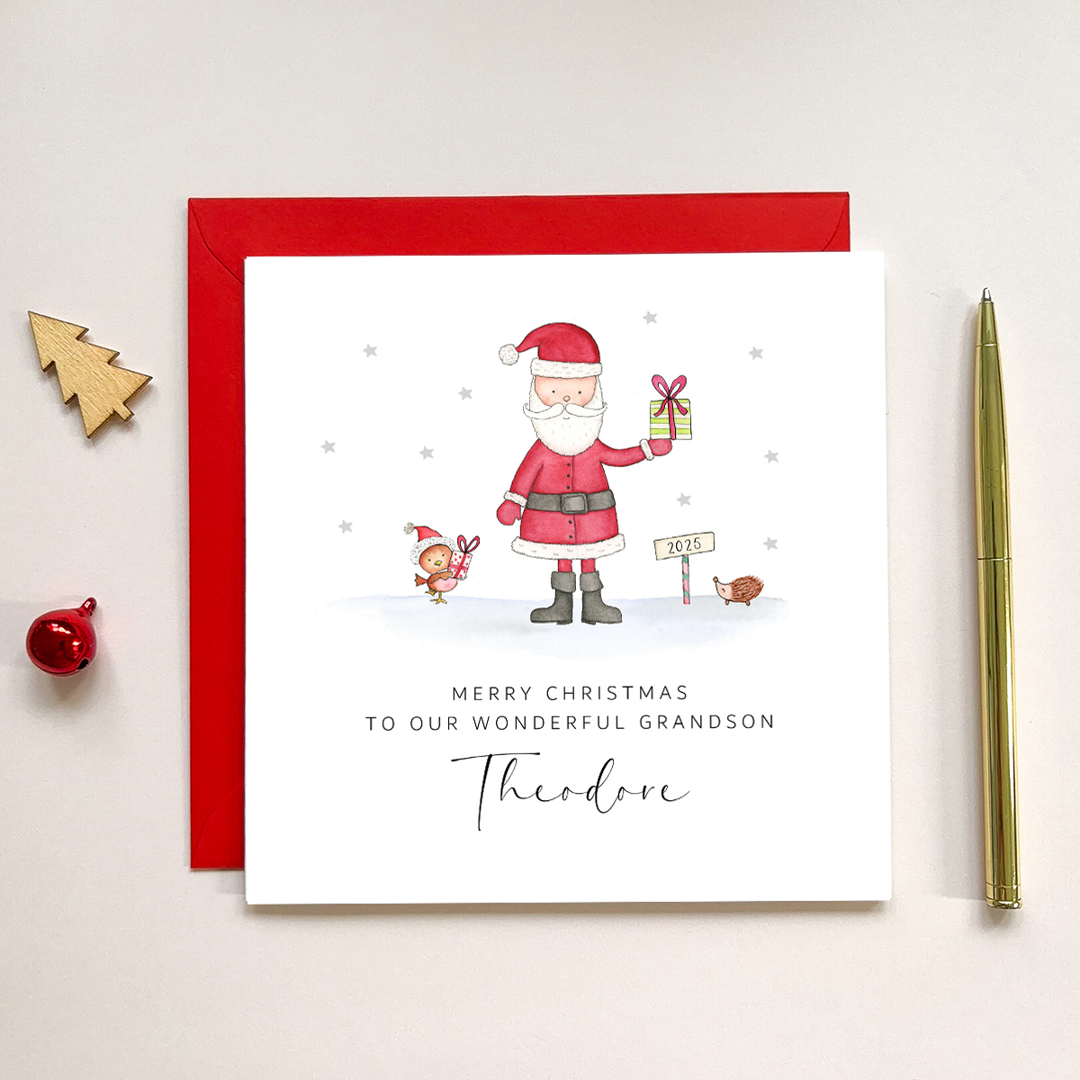 Personalised Boys Christmas Card Blue Stocking Just For Cards — free download