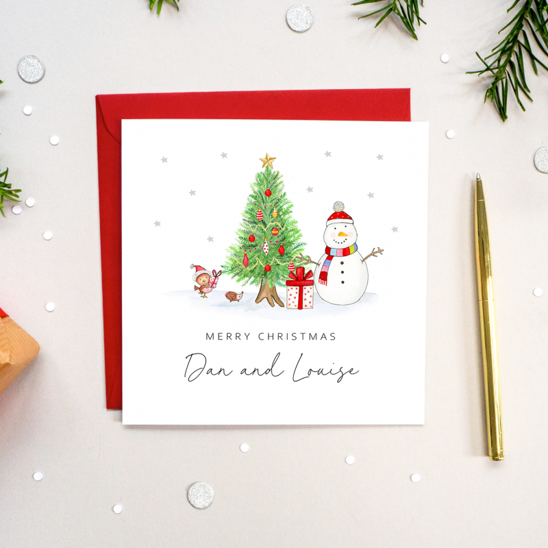 Personalised Boys Christmas Card Farm yard with tractor and cow — free download