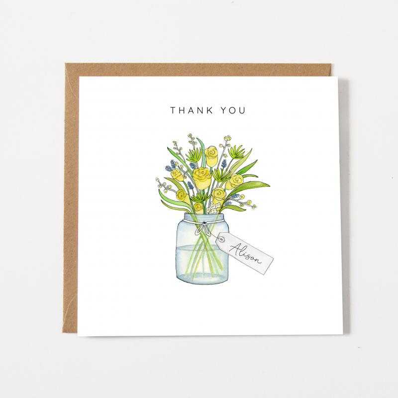 Personalised Thank You Card - Vase Flowers