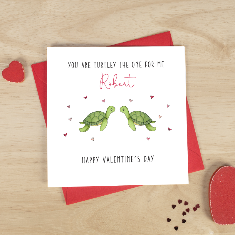 Personalised Turtles Valentines Day Card - Turtley the one for me