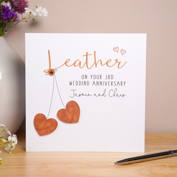 Leather Anniversary Card - 3rd Wedding Anniversary Card