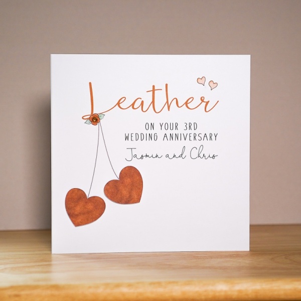 Leather Anniversary Card - 3rd Wedding Anniversary Card