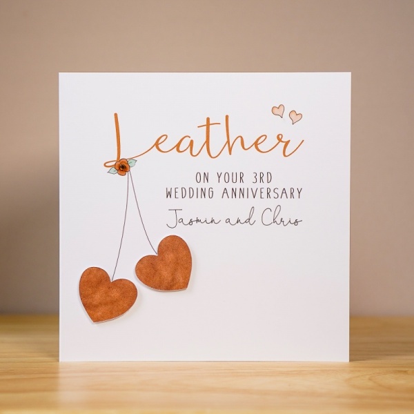 Leather Anniversary Card - 3rd Wedding Anniversary Card