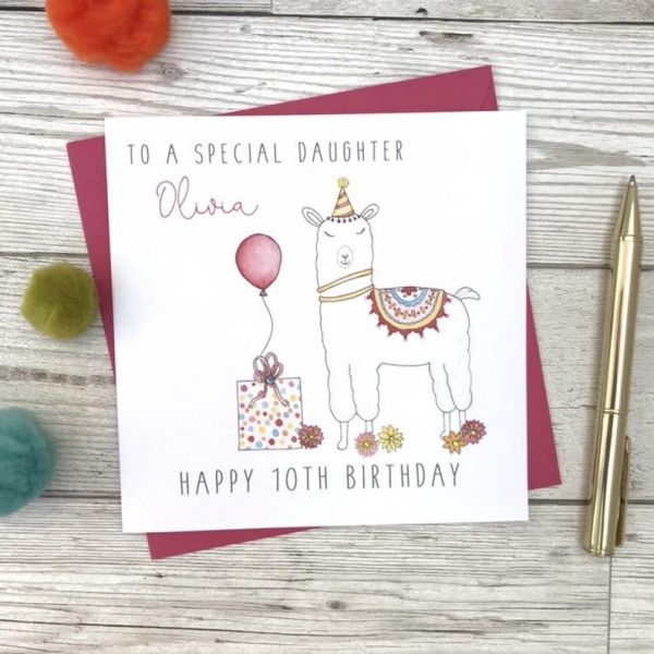 Personalised Llama Birthday Card - Any Age, Daughter, Niece, Sister