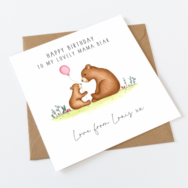 Personalised Mama Bear Birthday Card - Mum, Mummy