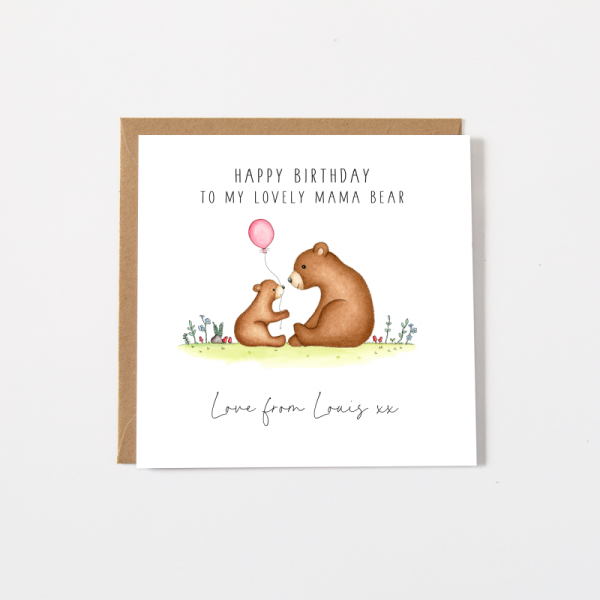 Personalised Mama Bear Birthday Card - Mum, Mummy