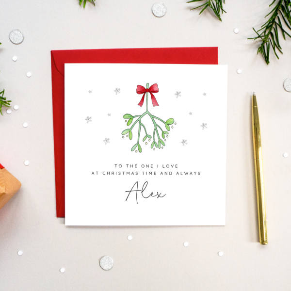 Personalised Christmas card - Mistletoe Love