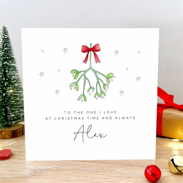 Personalised Christmas card - Mistletoe Love