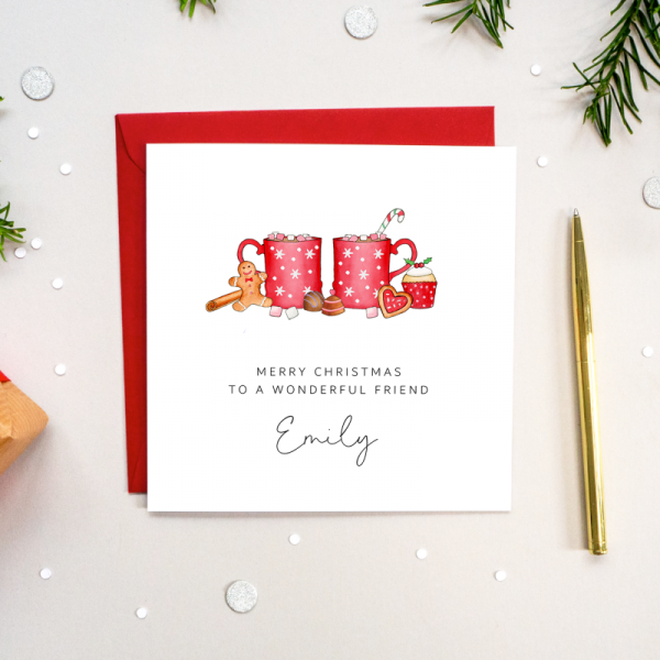 Personalised Friends Christmas card - Hot Chocolate