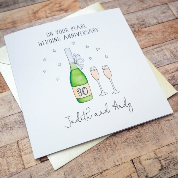 Personalised Pearl Wedding Anniversary Card - 30th Anniversary Card
