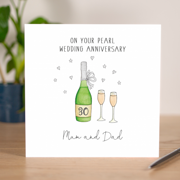 Personalised Pearl Wedding Anniversary Card - 30th Anniversary Card