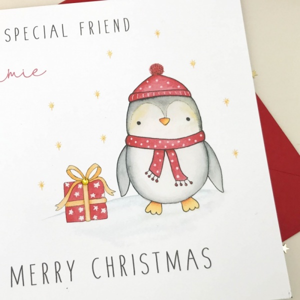 Personalised Christmas Card - Penguin