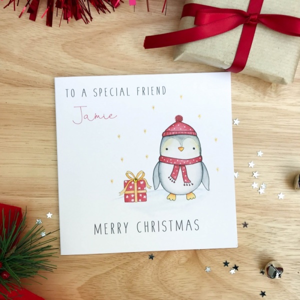 Personalised Christmas Card - Penguin