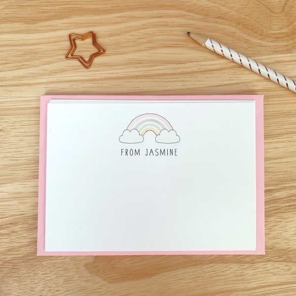 Rainbow Notecards - Pink, Girl Note Card Set