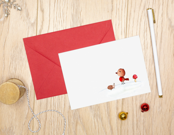 Personalised Christmas Notecards - Thank You Cards - Robin