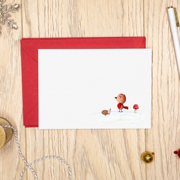 Personalised Christmas Notecards - Thank You Cards - Robin